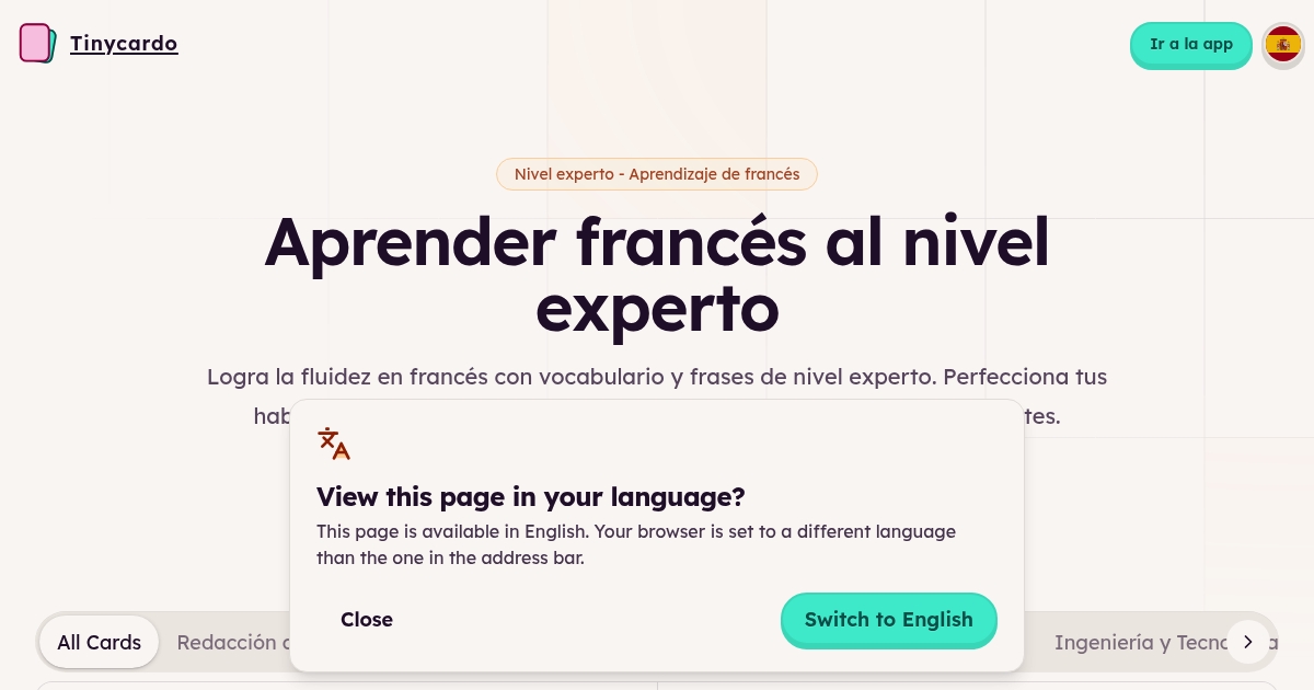 Aprender francés - Vocabulario y frases de nivel experto