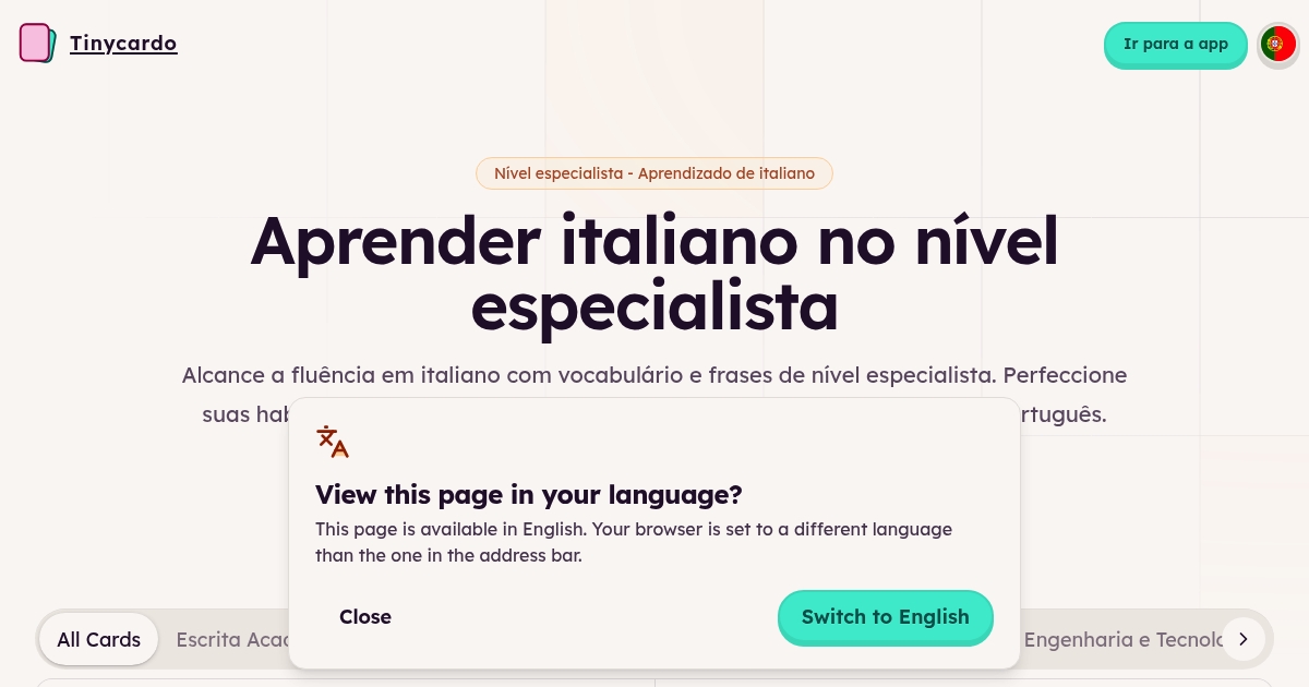 Aprender italiano - Vocabulário e frases de nível especialista